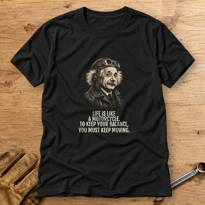 Albert Einstein Keep Moving T-Shirt - Black - bench