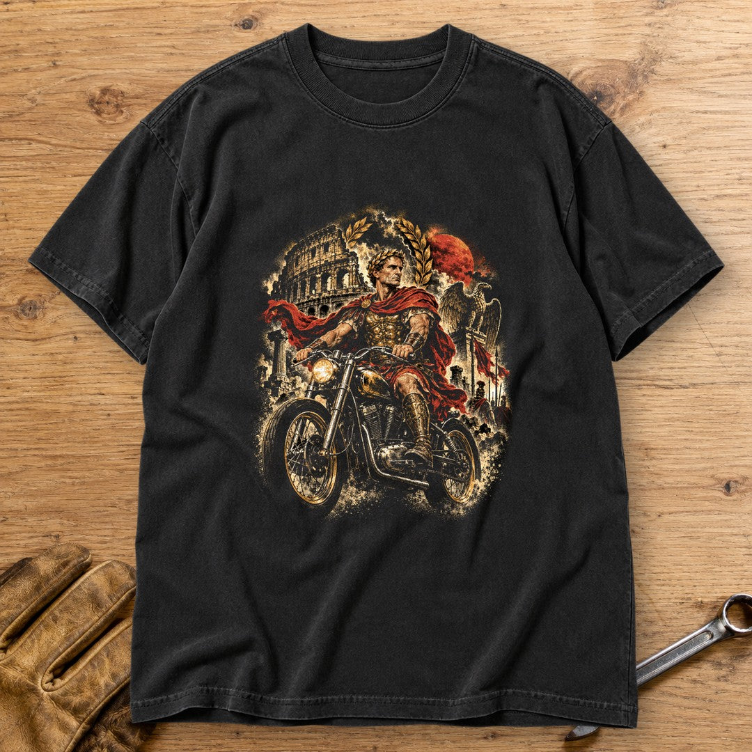 Julius Caesar Rides Rome Premium T-Shirt - Black - bench