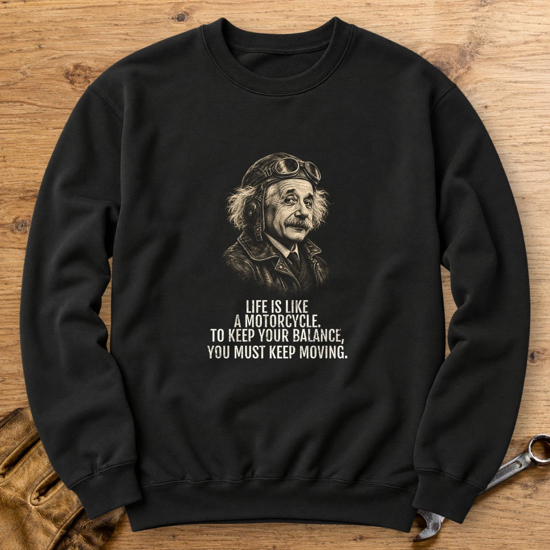Albert Einstein Keep Moving Crewneck Sweatshirt - Black - bench