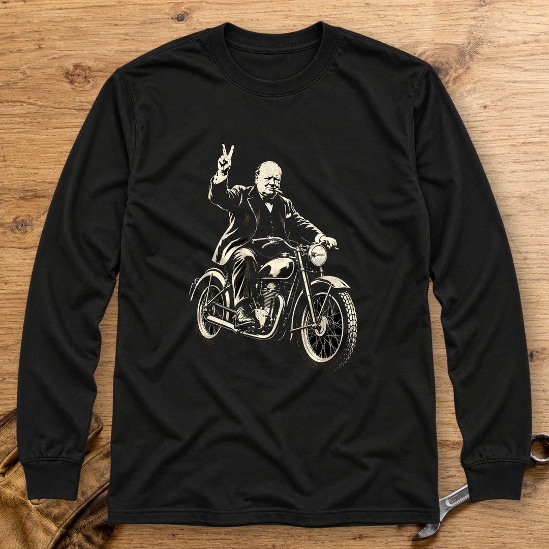 Winston Churchill Victory Ride Long Sleeve T-Shirt - Black - bench