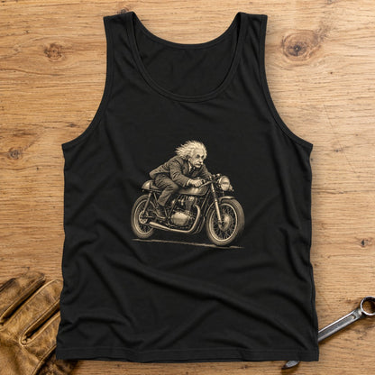 Albert Einstein Cafe Racer Tank Top - Black - bench