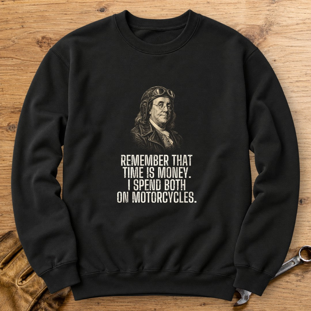 Benjamin Franklin Time Is Money Crewneck Sweatshirt - Black - bench