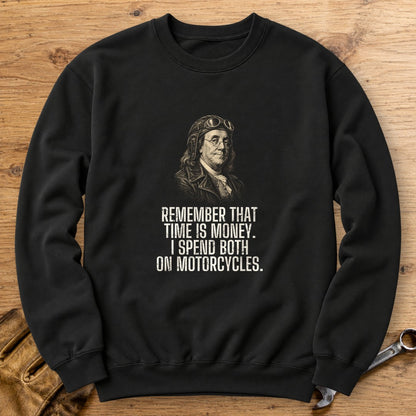 Benjamin Franklin Time Is Money Crewneck Sweatshirt - Black - bench