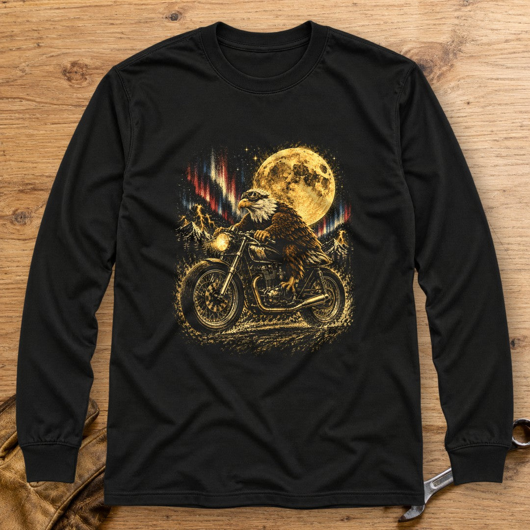 Moonlight Eagle Rider Long Sleeve T-Shirt - Black - bench