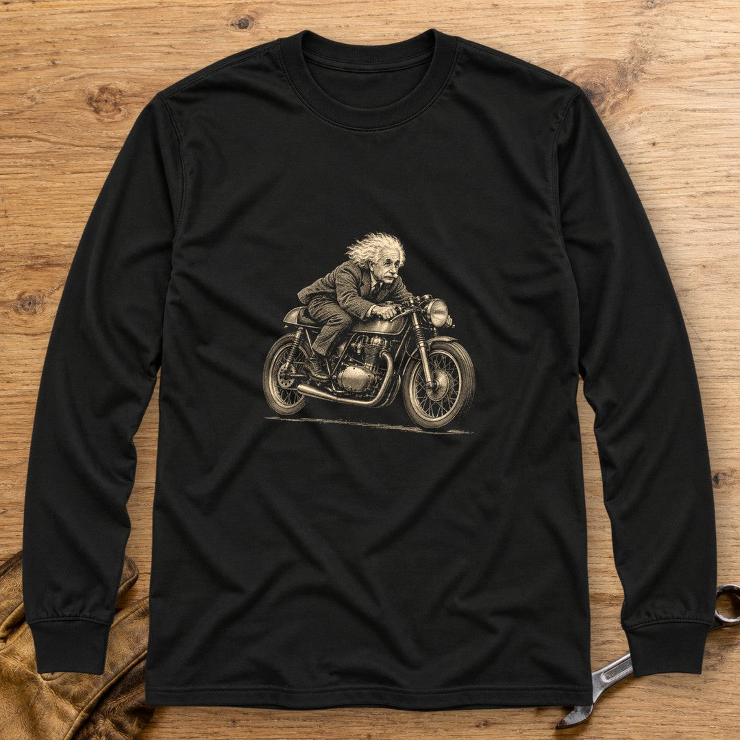 Albert Einstein Cafe Racer Long Sleeve T-Shirt - Black - bench