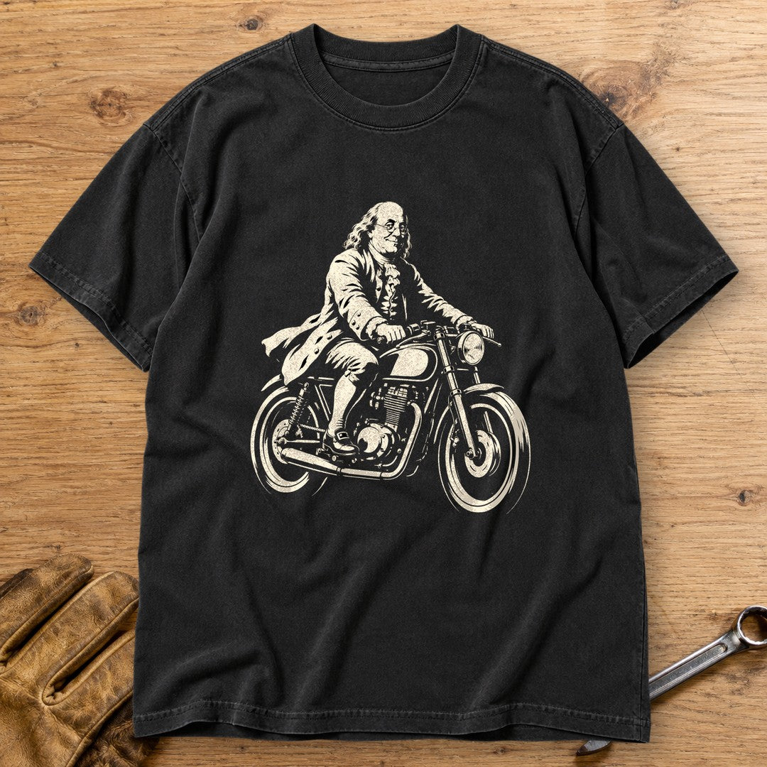 Benjamin Franklin Cafe Racer Premium T-Shirt - Black - bench