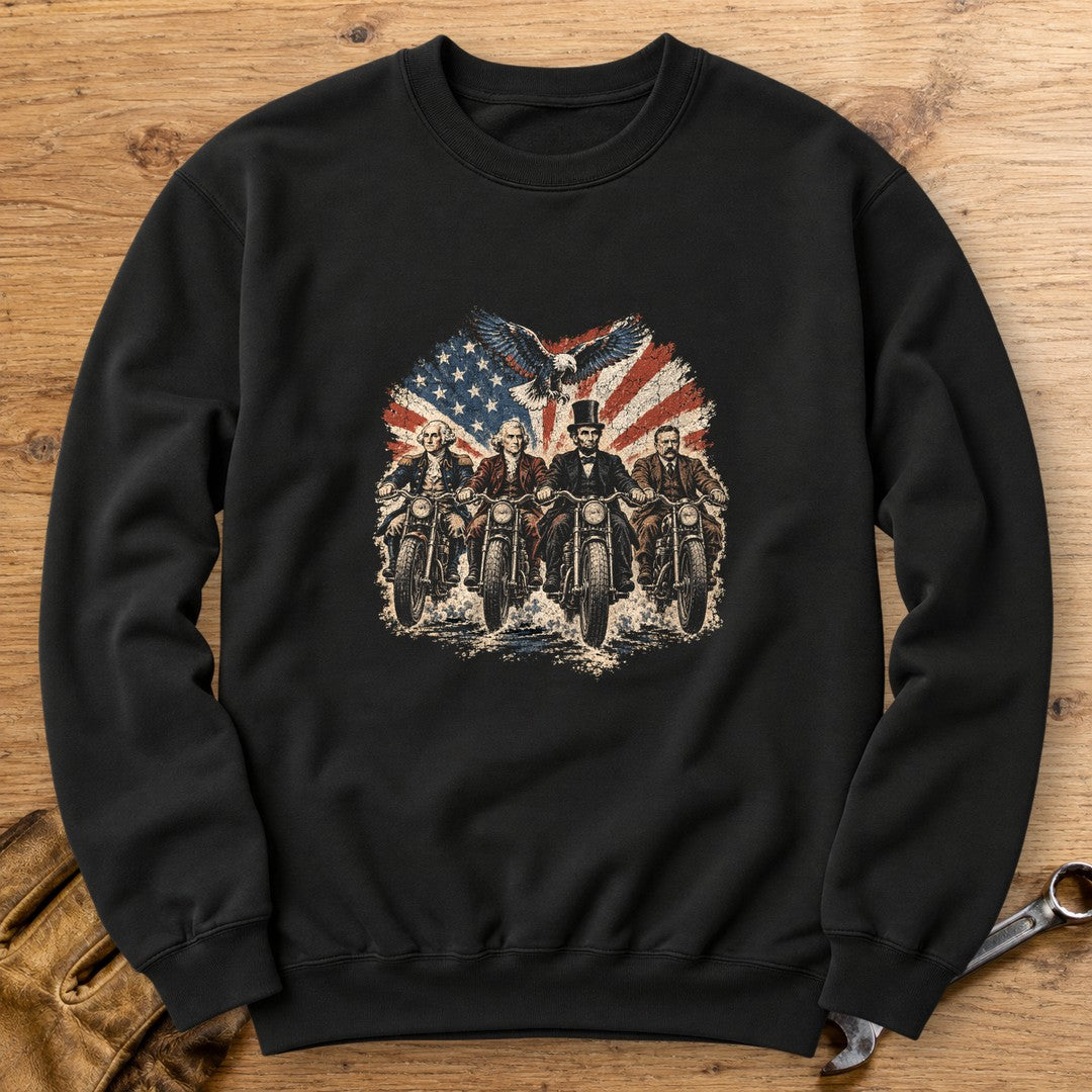 G. Washington, T. Jefferson, A. Lincoln & T. Roosevelt Ride Crewneck Sweatshirt - Black - bench
