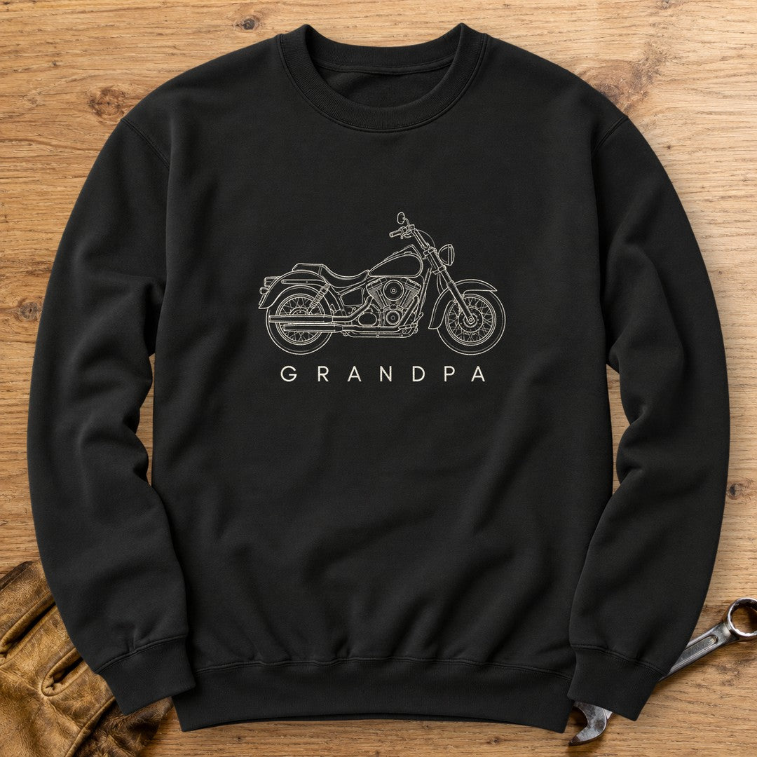 Biker Grandpa Crewneck Sweatshirt - Black - bench