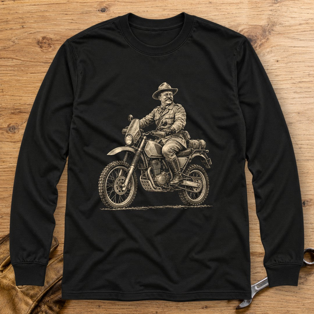 Theodore Roosevelt Rough Rider Long Sleeve T-Shirt - Black - bench