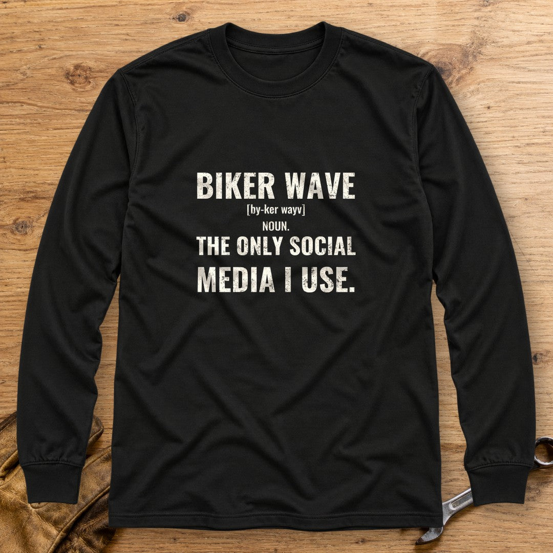 Biker Wave Long Sleeve T-Shirt - Black - bench