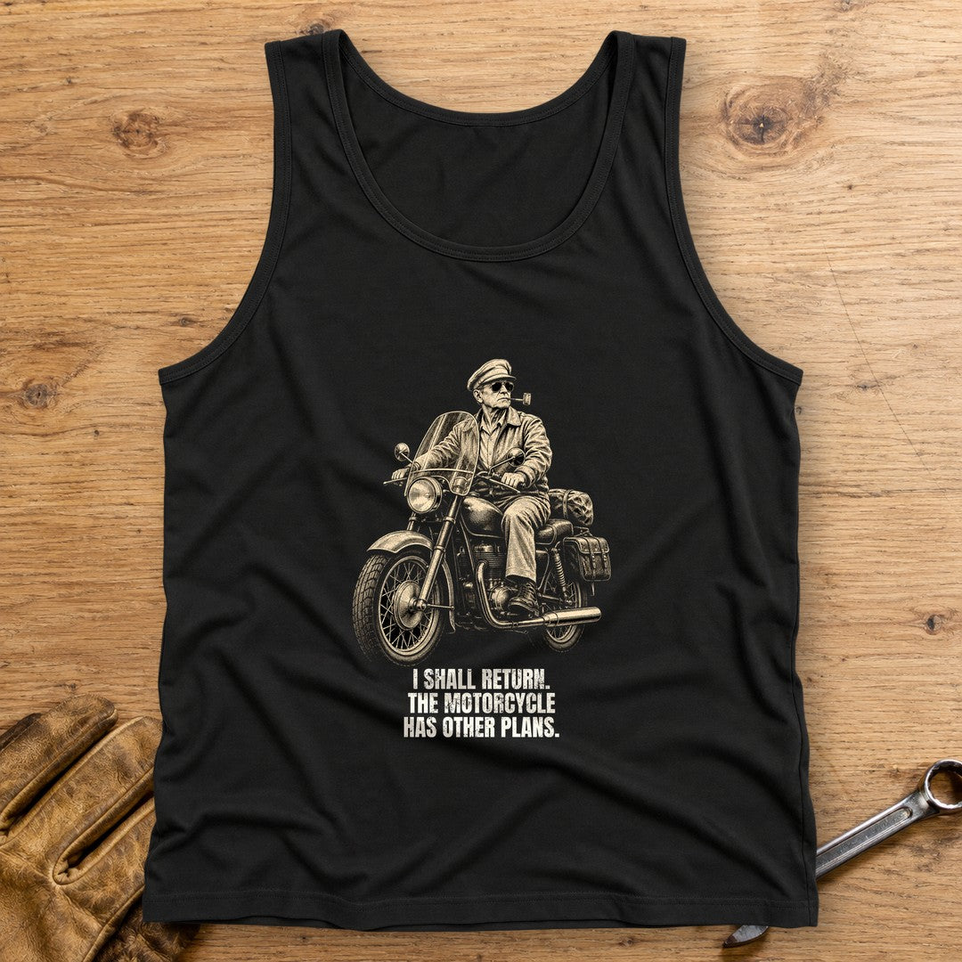 Douglas MacArthur Motorcycle Has Other Plans Tank Top - Black - bench