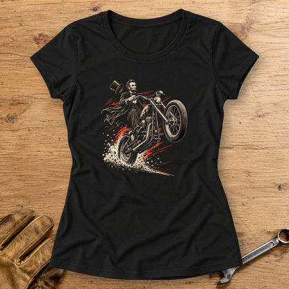 Abraham Lincoln Top Hat Wheelie Women's T-Shirt - Black - bench
