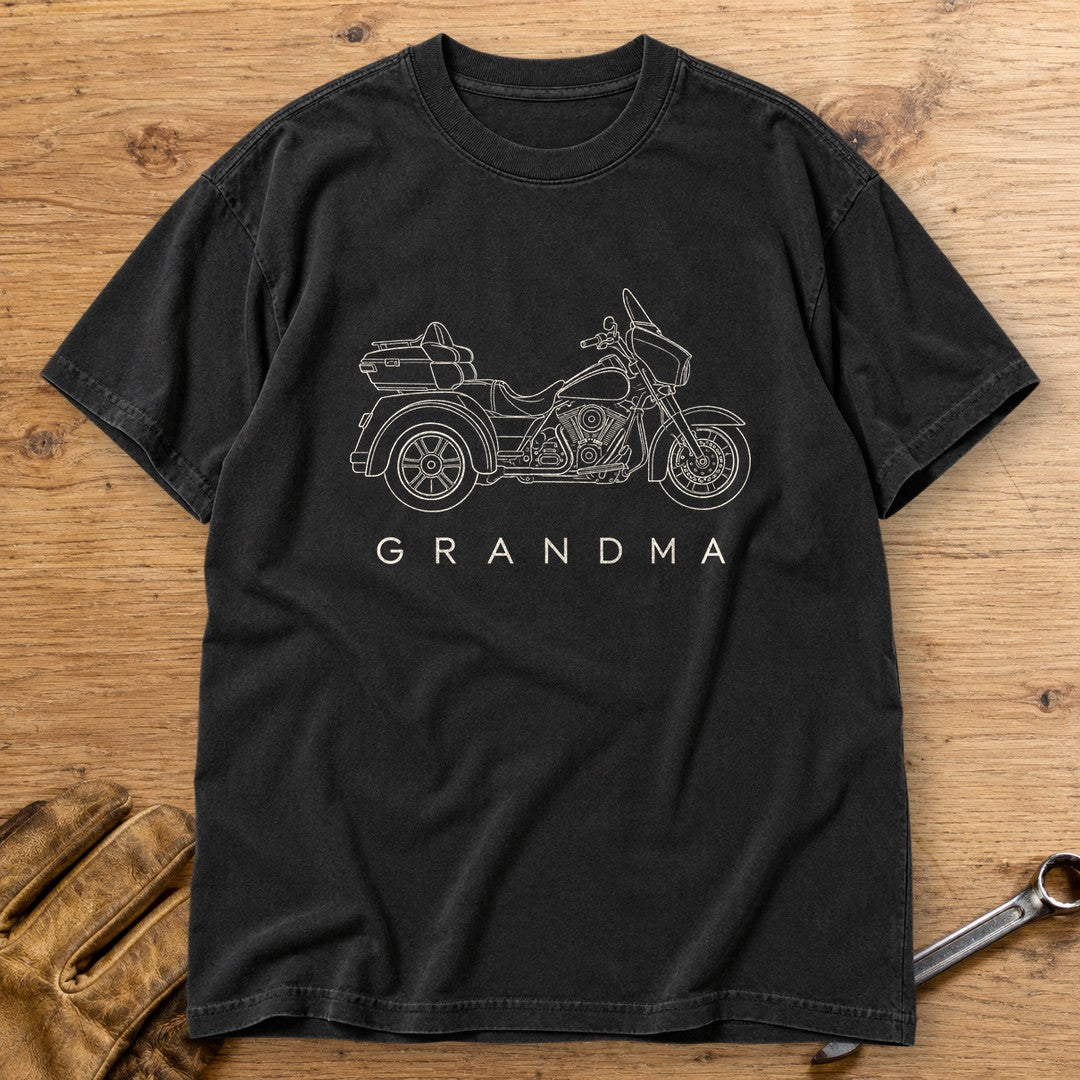 Trike Grandma Premium T-Shirt - Black - bench