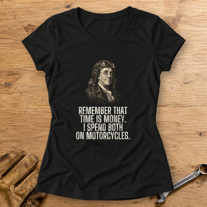 Benjamin Franklin Time Is Money Women's T-Shirt - Black - bench