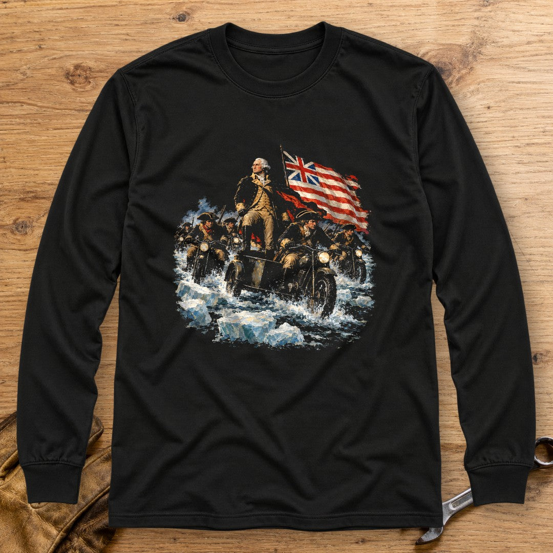 George Washington Crosses Ice Long Sleeve T-Shirt - Black - bench