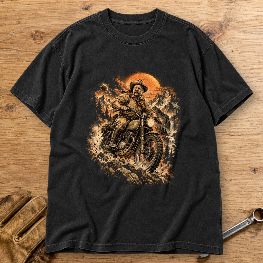 Theodore Roosevelt Mountain Trail Premium T-Shirt - Black - bench