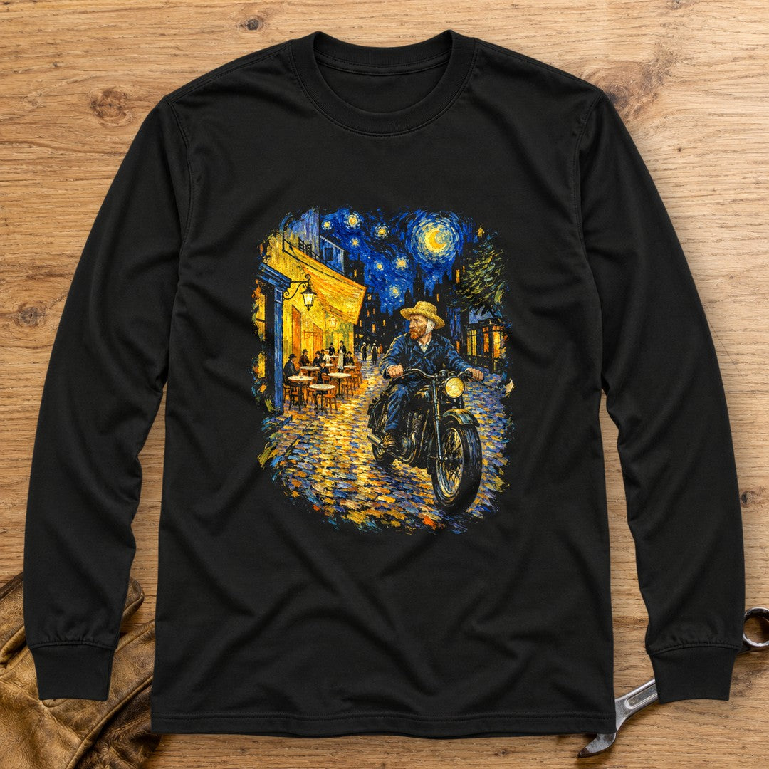 Vincent van Gogh Night Cafe Long Sleeve T-Shirt - Black - bench