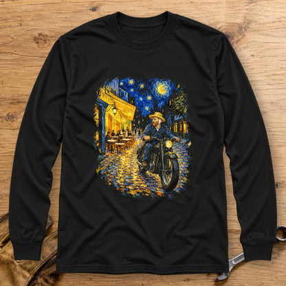 Vincent van Gogh Night Cafe Long Sleeve T-Shirt - Black - bench