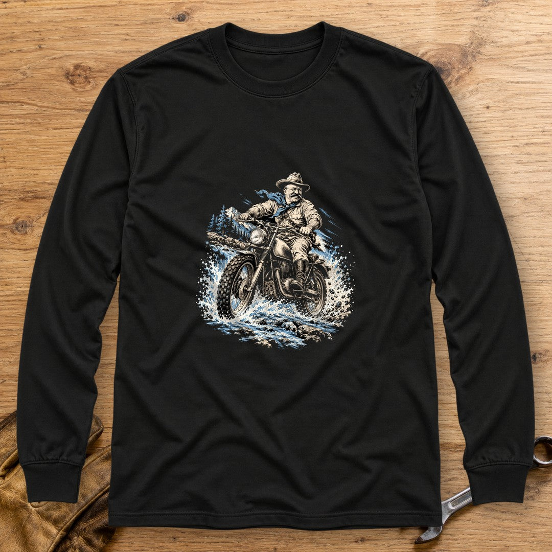 Theodore Roosevelt River Crossing Long Sleeve T-Shirt - Black - bench