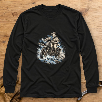 Theodore Roosevelt River Crossing Long Sleeve T-Shirt - Black - bench