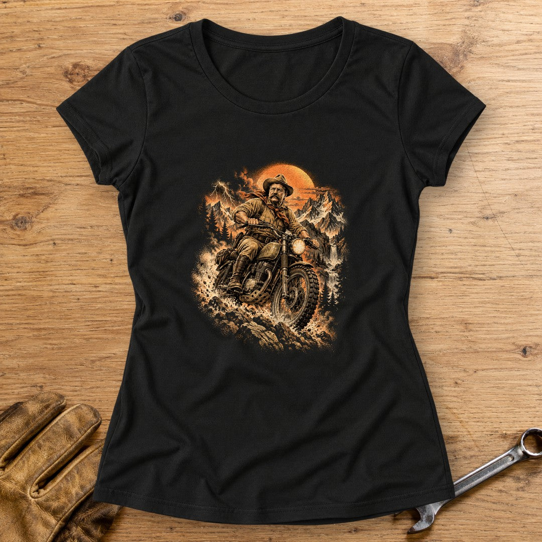Theodore Roosevelt Mountain Trail Women's T-Shirt - Black - bench