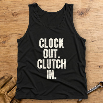 Clock Out Clutch In Tank Top - Black - bench