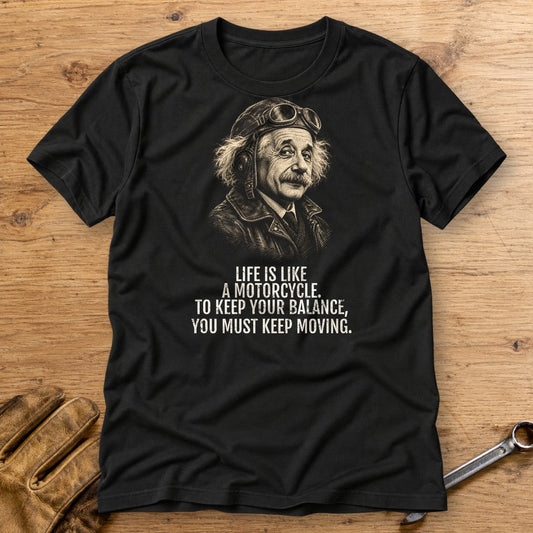 Albert Einstein Keep Moving T-Shirt - Black - bench