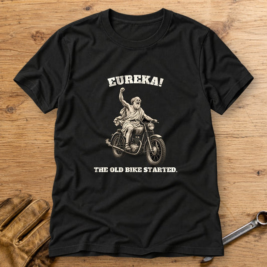 Archimedes Old Bike Started T-Shirt - Black - bench