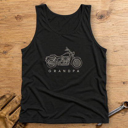 Biker Grandpa Tank Top - Black - bench
