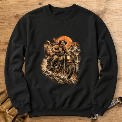 Theodore Roosevelt Mountain Trail Crewneck Sweatshirt - Black - bench