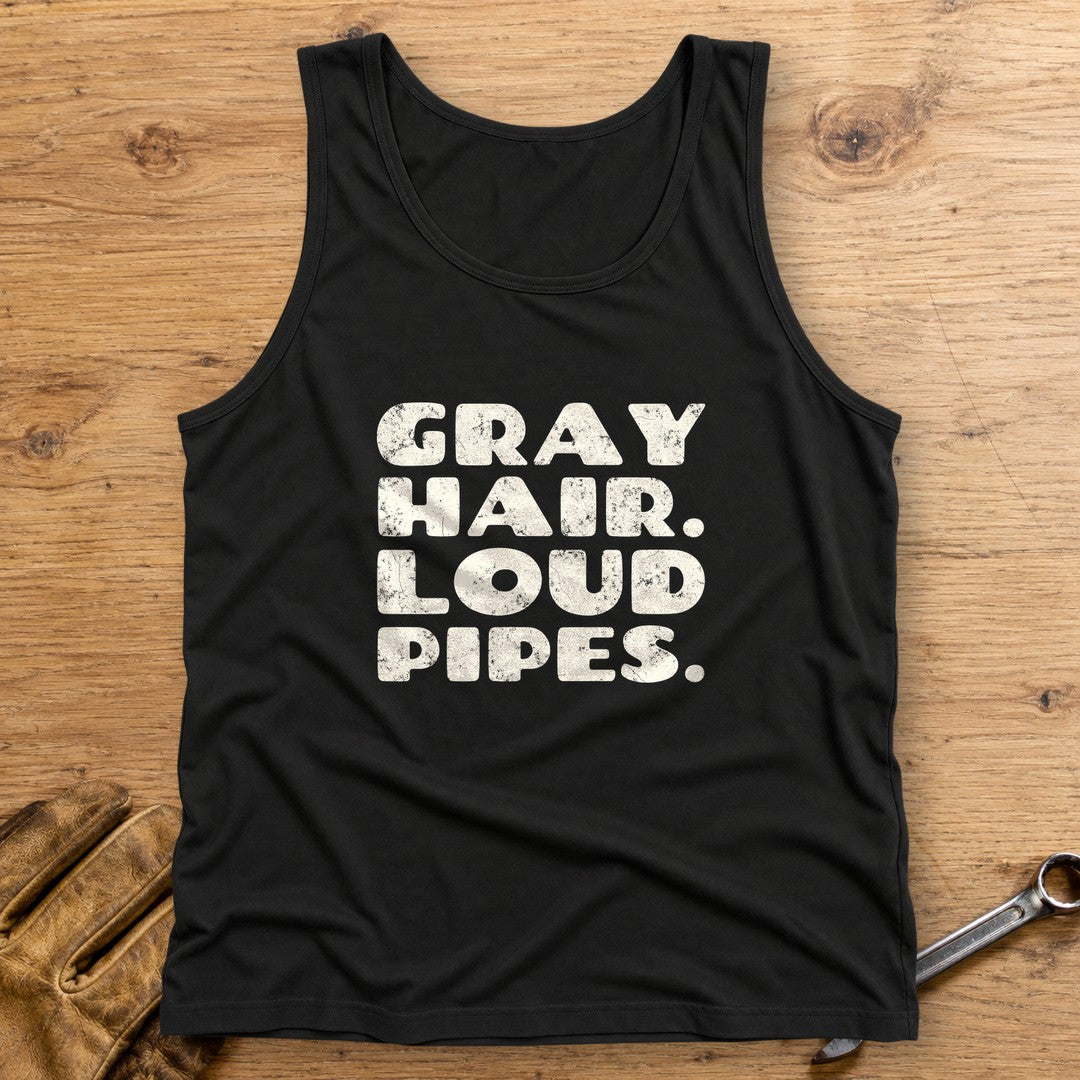 Gray Hair Loud Pipes Tank Top - Black - bench