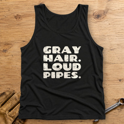 Gray Hair Loud Pipes Tank Top - Black - bench