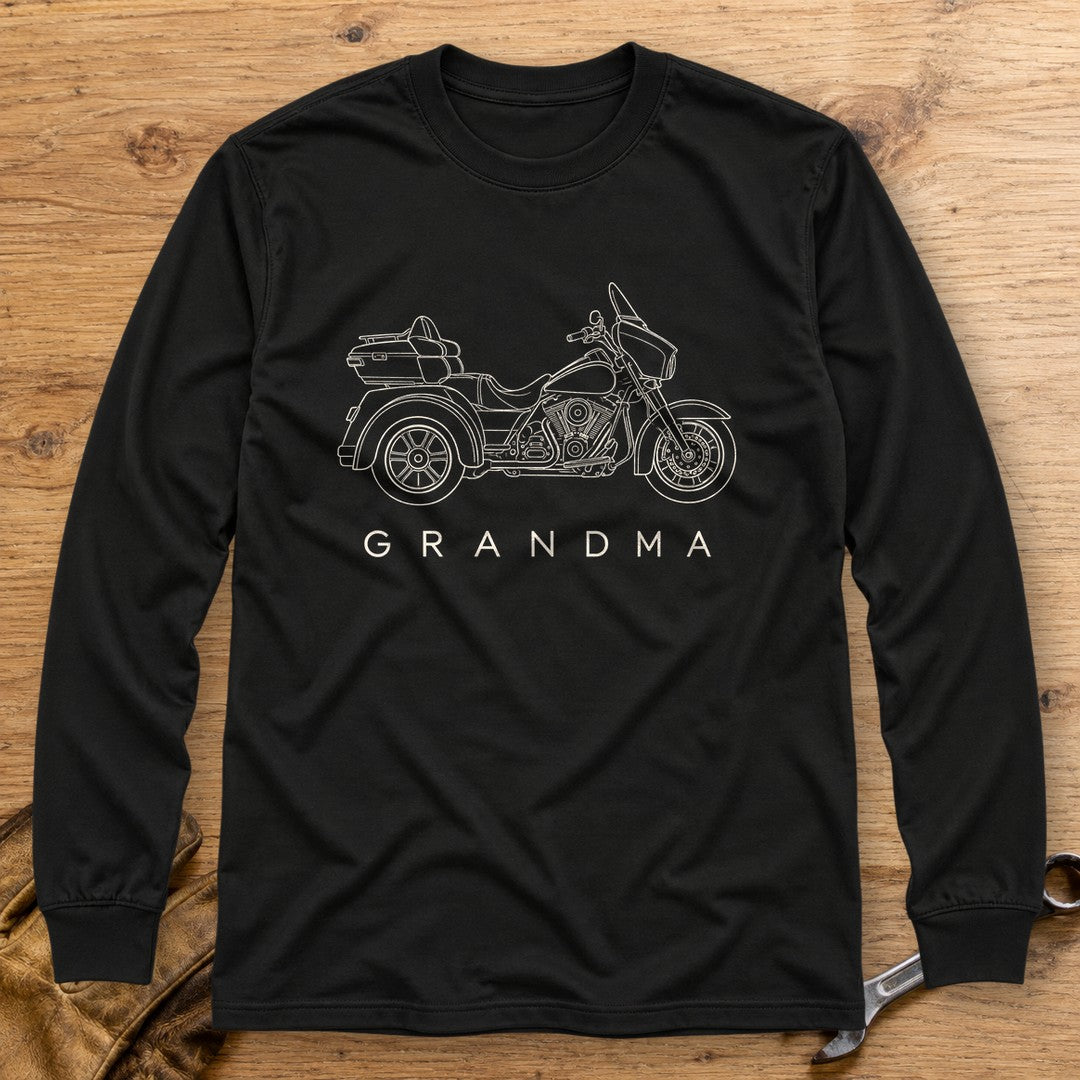 Trike Grandma Long Sleeve T-Shirt - Black - bench