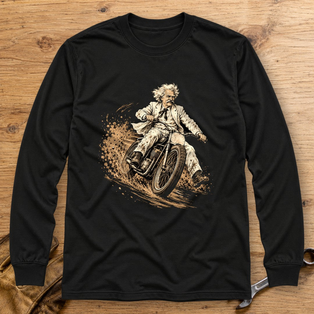 Mark Twain Dirt Track Long Sleeve T-Shirt - Black - bench