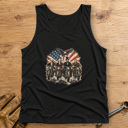 G. Washington, T. Jefferson, A. Lincoln & T. Roosevelt Ride Tank Top - Black - bench