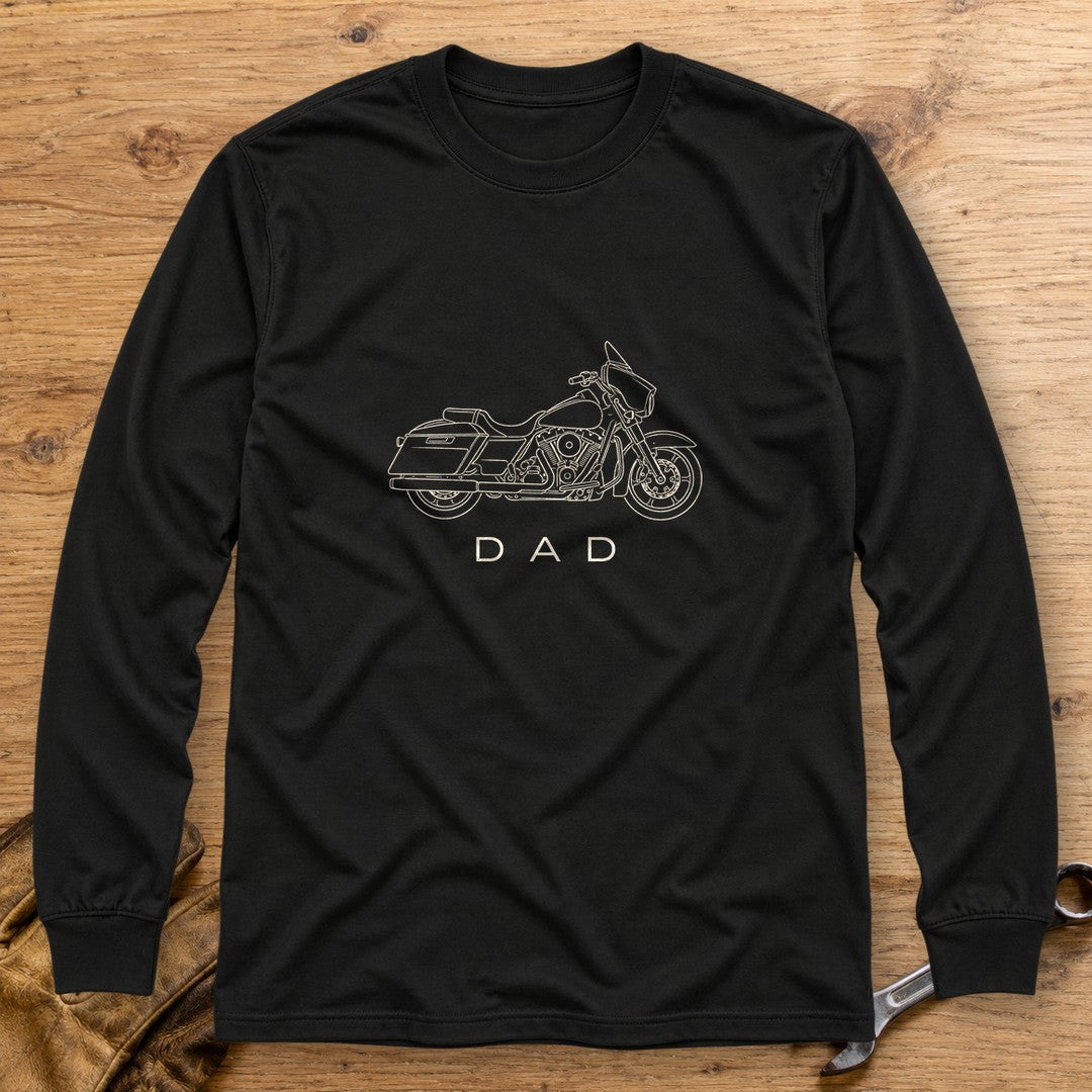 Biker Dad Long Sleeve T-Shirt - Black - bench
