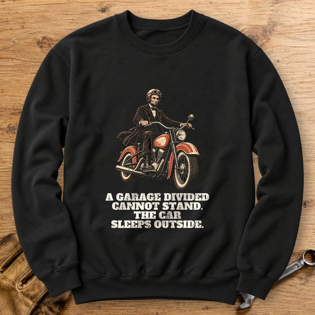 Abraham Lincoln A Garage Divided Crewneck Sweatshirt - Black - bench