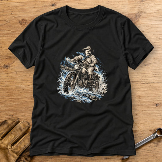 Theodore Roosevelt River Crossing T-Shirt - Black - bench