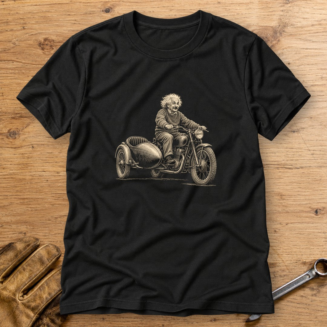 Albert Einstein Relatively Fast Sidecar T-Shirt - Black - bench
