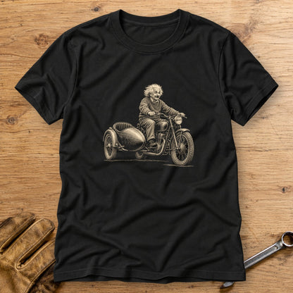 Albert Einstein Relatively Fast Sidecar T-Shirt - Black - bench