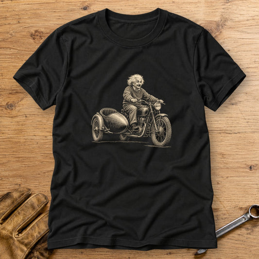Albert Einstein Relatively Fast Sidecar T-Shirt - Black - bench