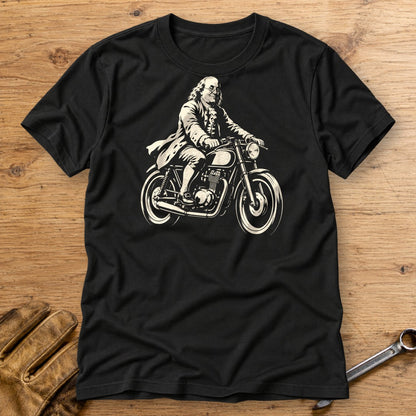Benjamin Franklin Cafe Racer T-Shirt - Black - bench