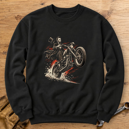Abraham Lincoln Top Hat Wheelie Crewneck Sweatshirt - Black - bench