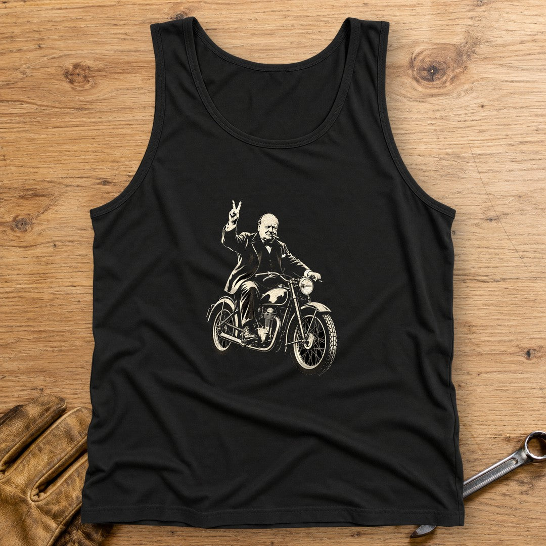 Winston Churchill Victory Ride Tank Top - Black - bench
