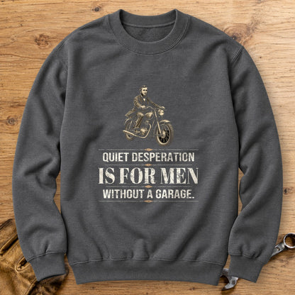 Henry David Thoreau Quiet Desperation Crewneck Sweatshirt - Charcoal - bench