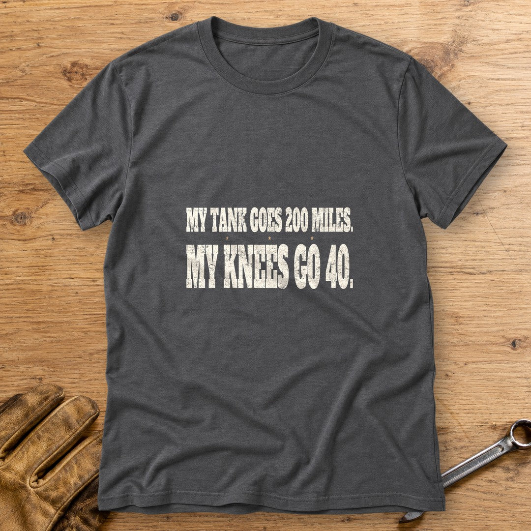 Knees Go Forty T-Shirt - Charcoal - bench