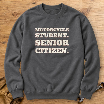 Motorcycle Student Crewneck Sweatshirt - Charcoal - bench