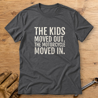 Kids Moved Out T-Shirt - Charcoal - bench