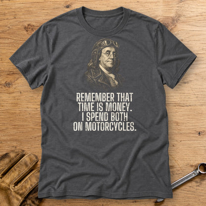 Benjamin Franklin Time Is Money T-Shirt - Charcoal - bench