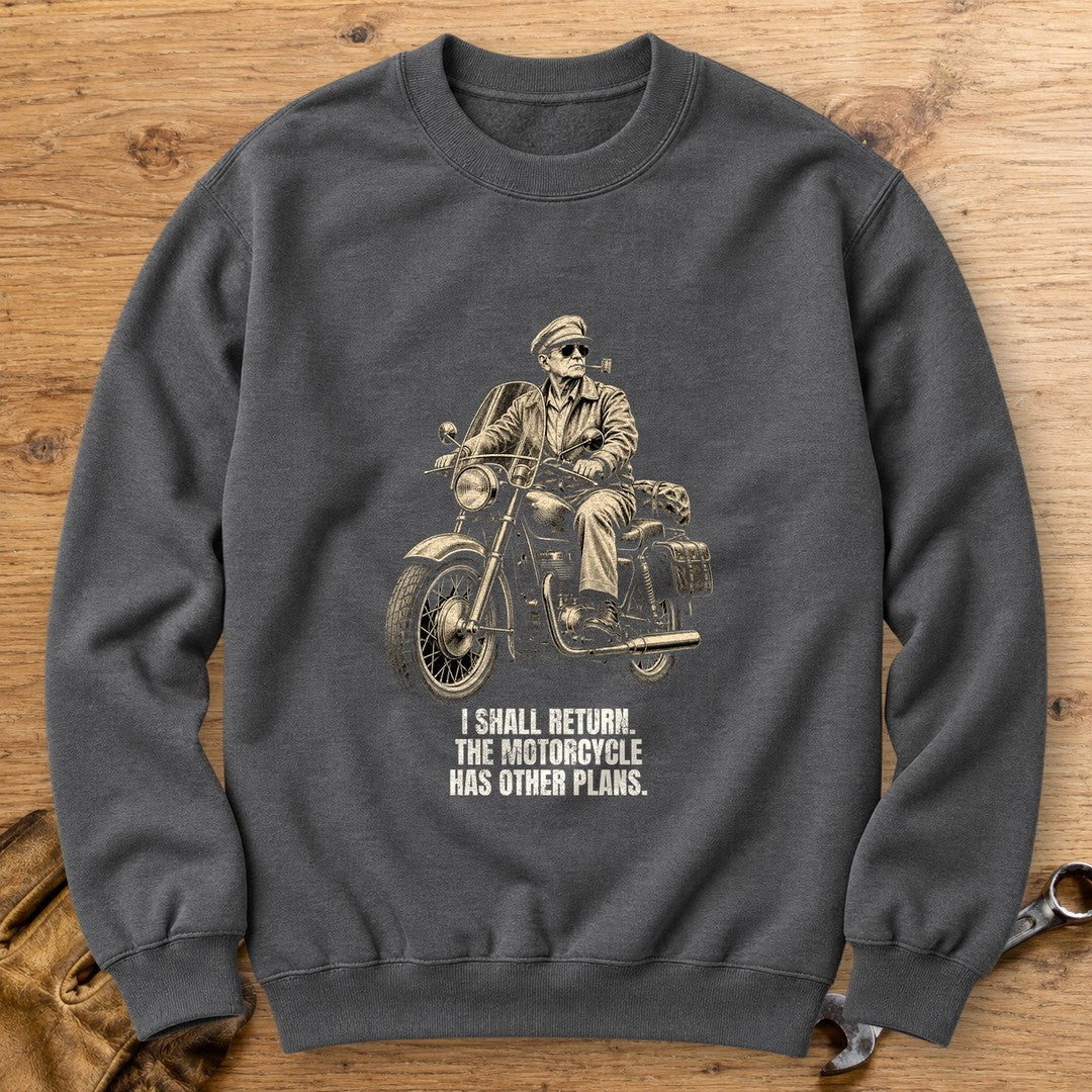 Douglas MacArthur Motorcycle Has Other Plans Crewneck Sweatshirt - Charcoal - bench